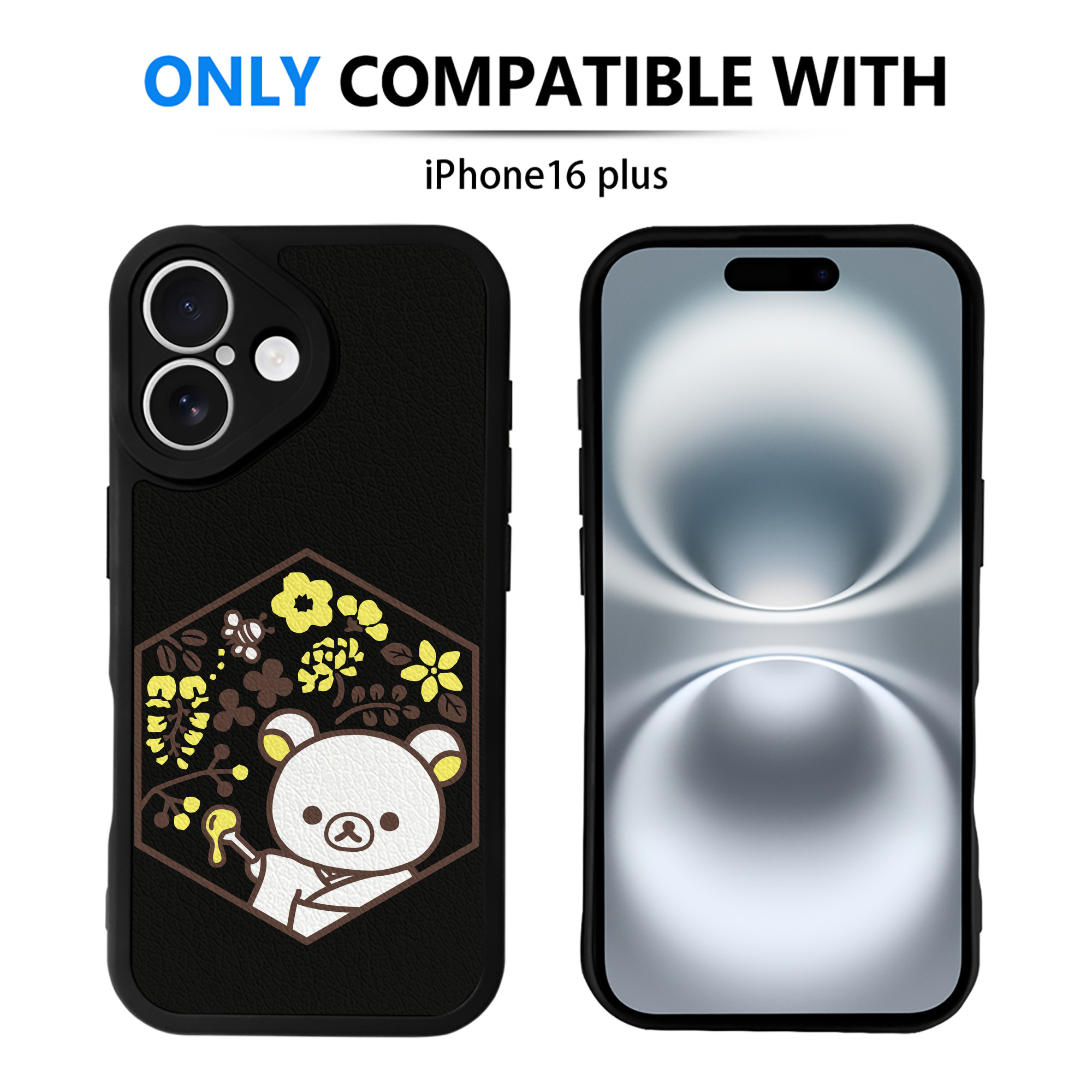 （画像用） リラックマ リラックマ キイロイトリ Rilakkuma Korilakkuma Kiiroitori 【iPhone 16シリーズ対応】シリコンスマホケース（レザー調） 材質：シリコン